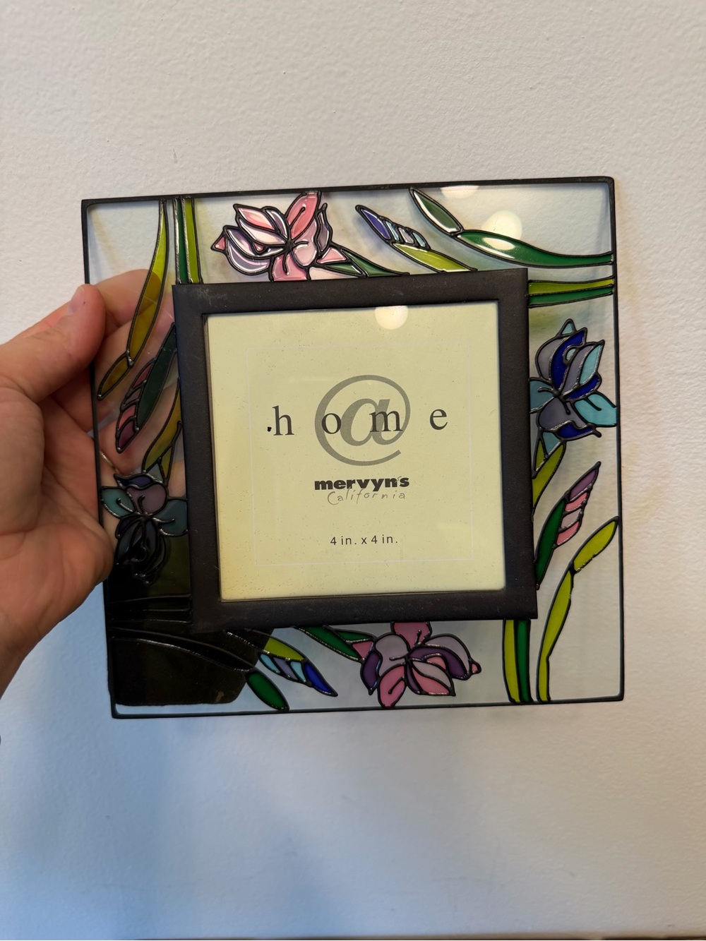 Mervyns Home Floral Stained Glass 4x4 Photo Frame - Multicolor